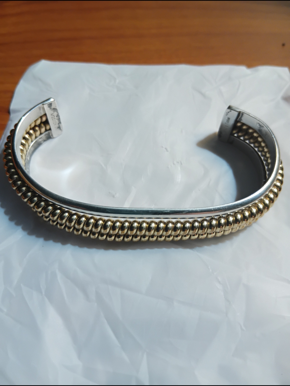TAHE Vintage, Native American Jewelry. Sterling Braided Cuff: 12kt 1/20/GF